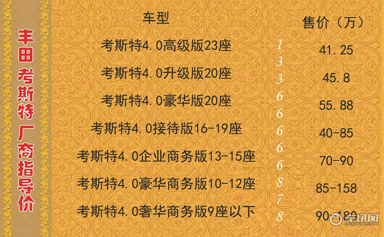 丰田考斯特18座价格参考 考斯特内饰实拍价格参考
