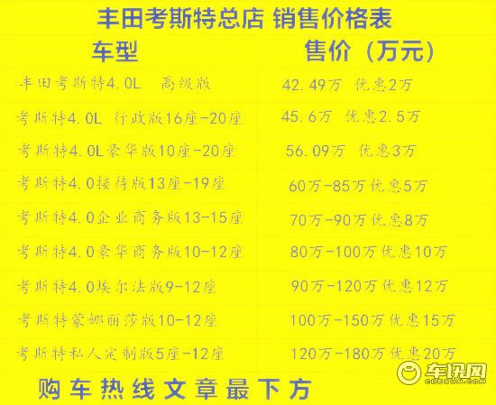 丰田考斯特12座价格~考斯特12座价格表 