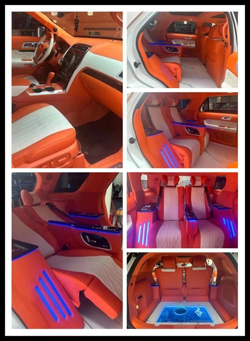 13款福特探险者改装航空座椅7改4商务舱内饰翻新改色爱马仕橙