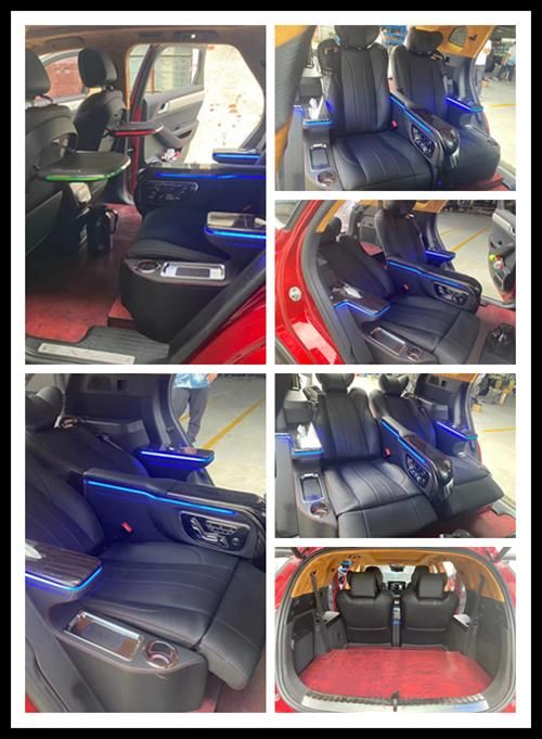 比亚迪-唐改装航空座椅最新款式/7改4座铺地板上车效果