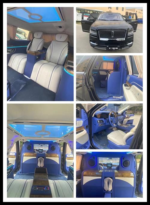 林肯领航员改装航空座椅最新案例/6座商务舱全隔断吧台椅