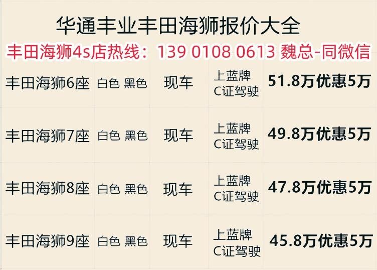 丰田海狮最新7座报价及图片参数豪华版