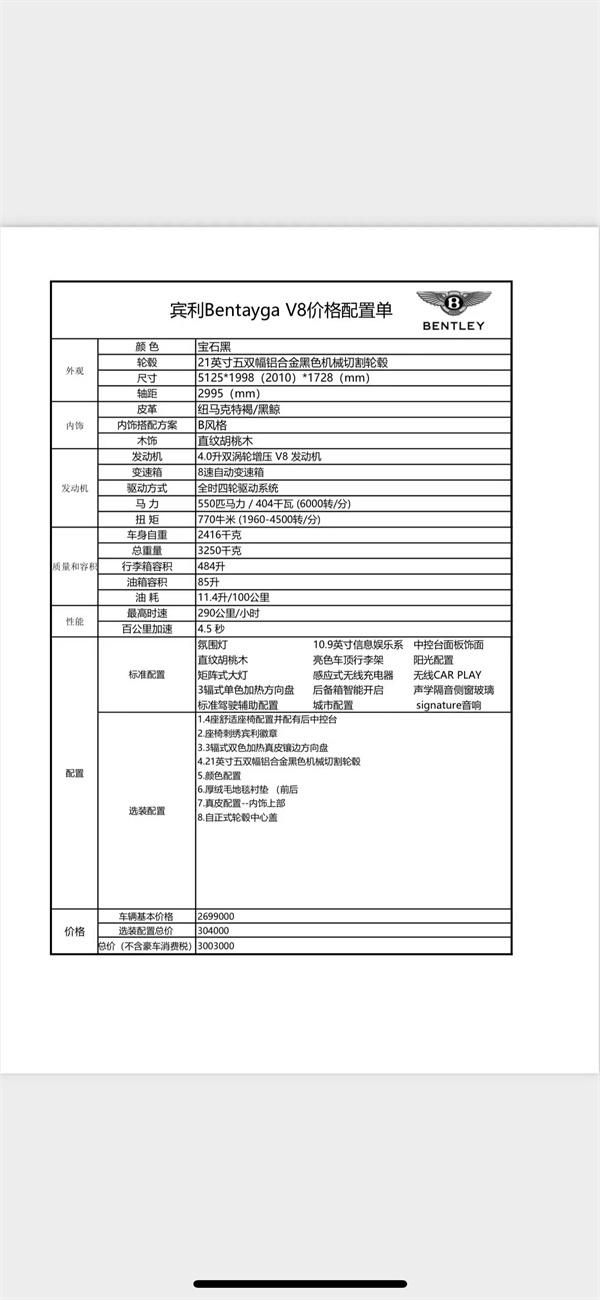 中规宾利添越全国唯一一台四座标轴版 特价现车