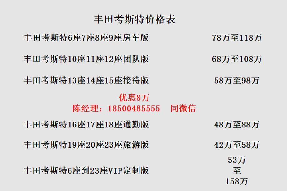 青海茫崖丰田考斯特价格表 丰田考斯特参数图片