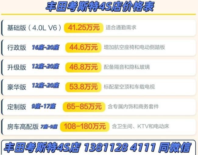 丰田考斯特11座豪华旅行配置参数工厂直营店特惠报价电话