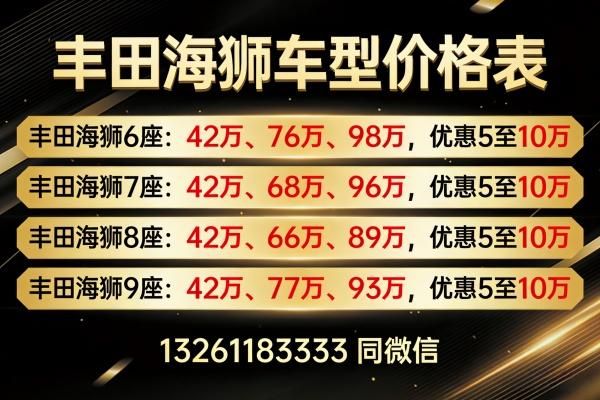 26年丰田海狮现车百余台供应，北京海狮总店 