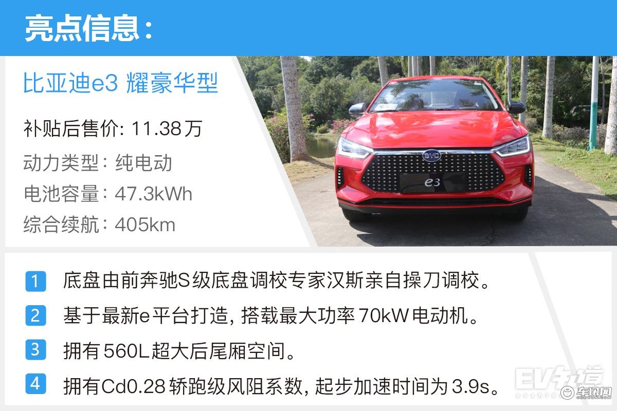 颜值与性价比兼备 试驾10万级纯电轿车比亚迪e3