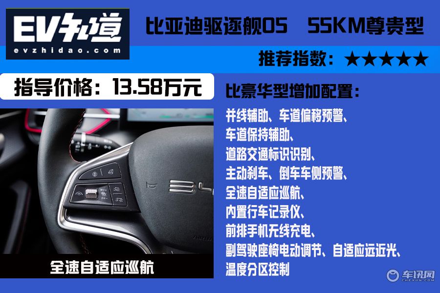 推荐55公里尊贵型，比亚迪驱逐舰05购车手册
