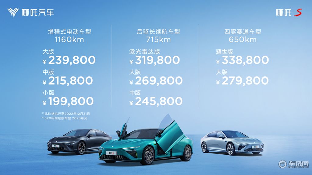两种动力三种版本 哪吒S上市售价19.98万起