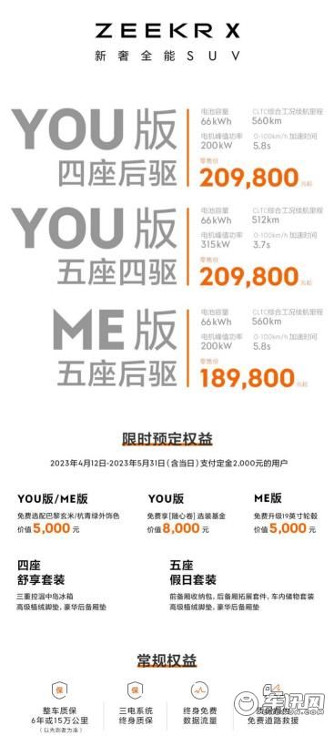 18.98万元起售，四驱版百公里加速3.7秒，极氪X正式上市