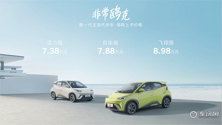 比亚迪海鸥上市，售价7.38万-8.98万元