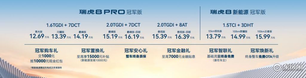 瑞虎8冠军家族双车上市 油电同价12.69万元起
