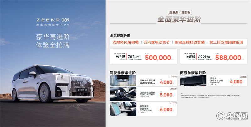 极氪009零售价调整至50万元起，全系标配进一步丰富