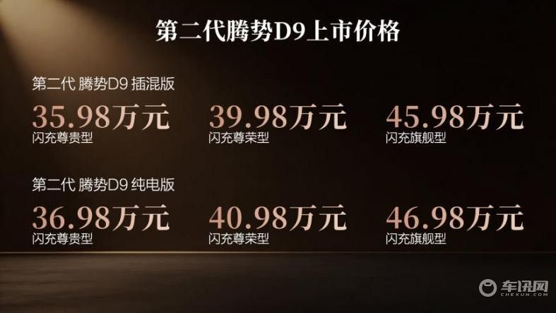 第二代腾势D9上市，推6款车型/售价35.98万起
