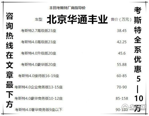 北京丰田柯斯达最新报价 柯斯达价格