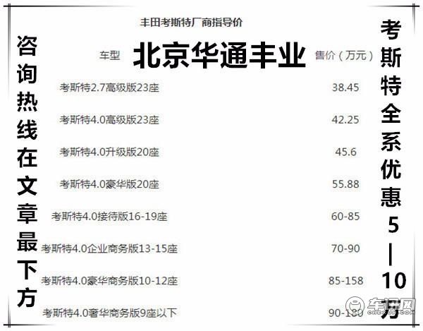 考斯特10座最新报价 丰田考斯特10座价格
