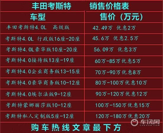 丰田考斯特9座价格 最新款考斯特9座多少钱
