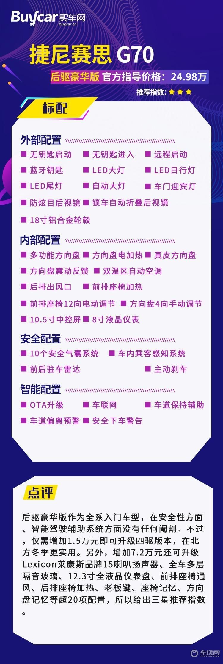 首推四驱旗舰版,捷尼赛思G70购车手册