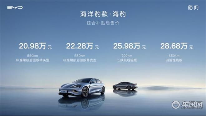 21.28万元起售的比亚迪海豹剑峰直指Model 3？