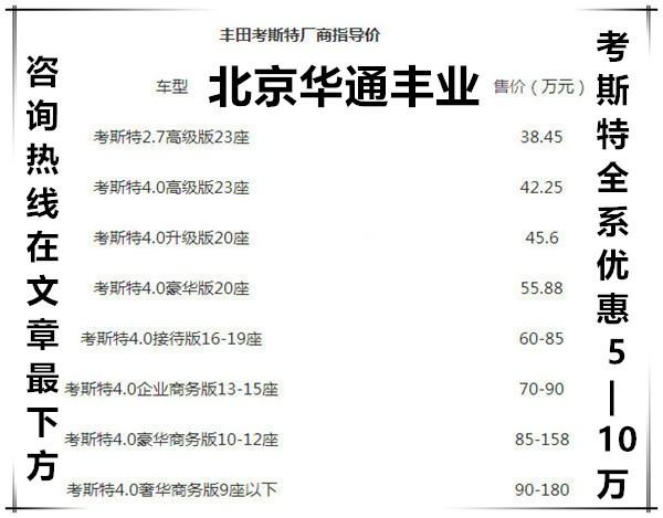 四川丰田考斯特厂家 北京考斯特总部位置购车电话