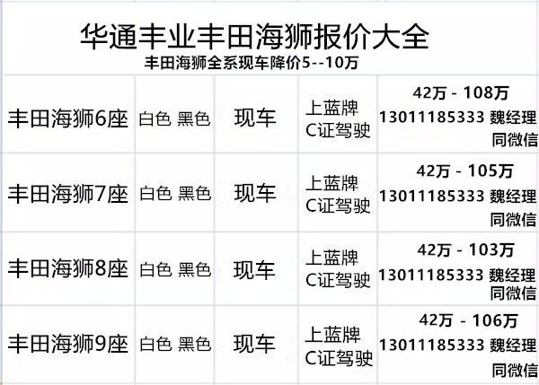 2025新款丰田海狮6座带卫生间版95.8万